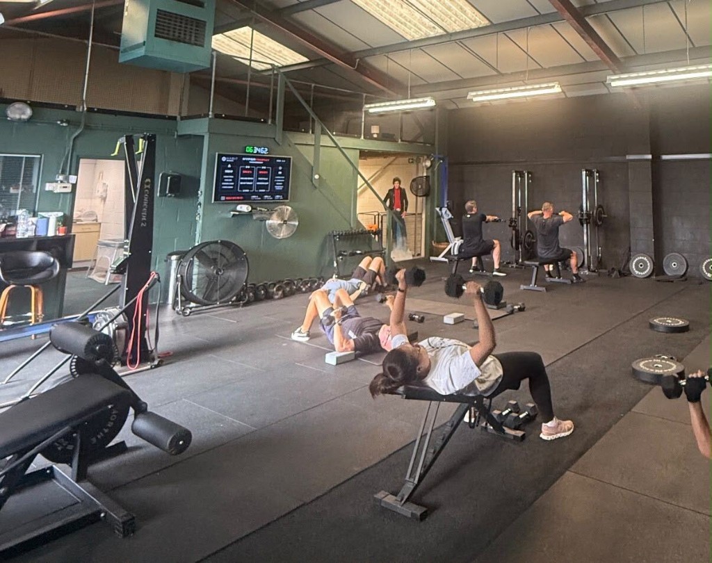 Strength training session in the gym